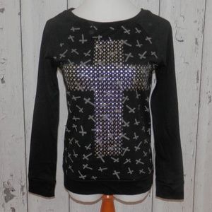 NEW Rue 21 Juniors Small Cross Print Stud Shirt